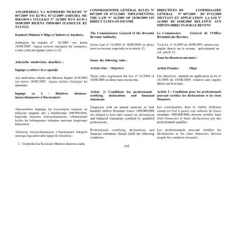 Document preview: Understanding Rwanda's Official Income Tax Certification Guidelines — Government & admin (CERFA n°cg_rule_on_law_16)