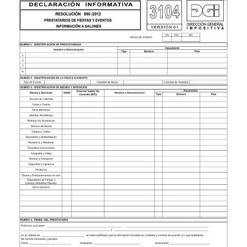 Vista previa del documento Formulario 3104: Información Clave para Explotadores de Eventos — Trámites administrativos (CERFA n°3104)