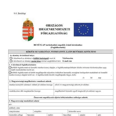 Document preview: A Betétlap Jelentősége a Tartózkodási Engedély Kérelmezésében — Bevándorlás & vízumok