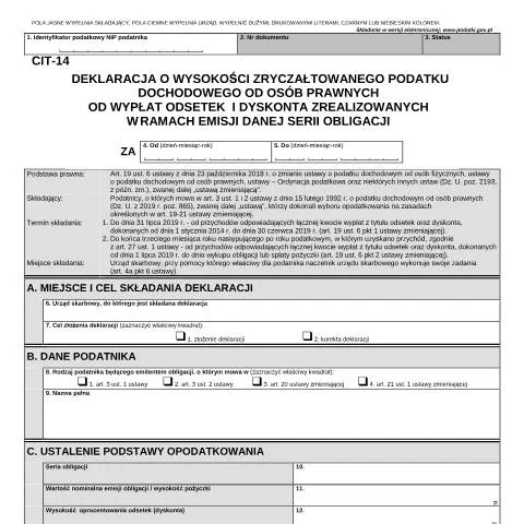 Document preview: CIT-14: Wprowadzenie do deklaracji podatkowej — Podatki i fiskalność (CERFA n°CIT-14)