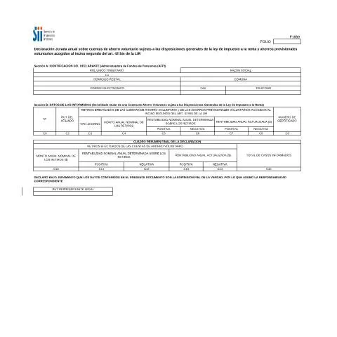 Vista previa del documento Todo sobre la Declaración Jurada F1889 en Chile — Trámites administrativos (CERFA n°F1889)