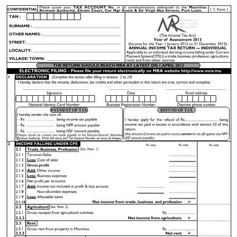 Document preview: Understanding the Role of Individual Return 01 (Form012013) — Taxes (CERFA n°Form012013)