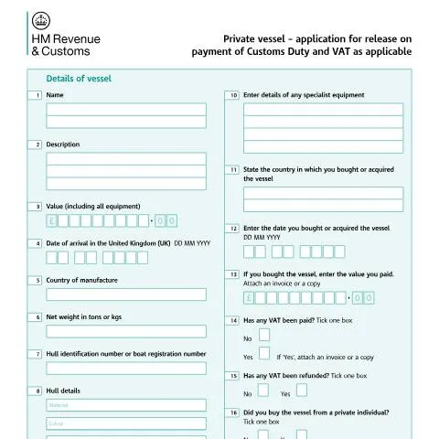 Document preview: Private Vessel Customs Release: Navigate UK Import Requirements — Taxes