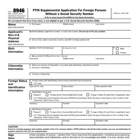 Document preview: Understanding IRS Form 8946 for Foreign Tax Return Preparers — Taxes (CERFA n°8946)