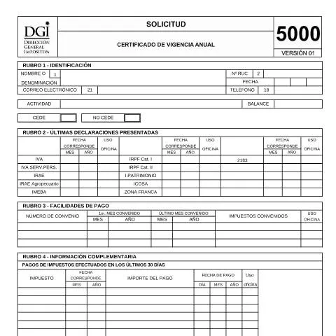 Vista previa del documento Importancia del Formulario 5000 en Uruguay — Trámites administrativos (CERFA n°5000)