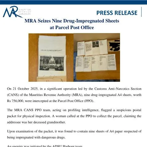 Document preview: Inside the MRA's Drug Interception Operation at PPO — Government & admin (PressRelease2301025)