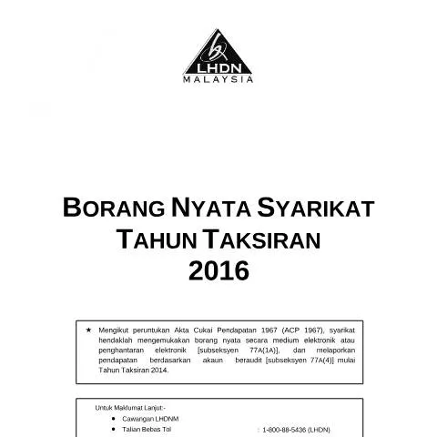 Document preview: Pengenalan kepada Borang C 2016 untuk Syarikat di Malaysia — Cukai & percukaian