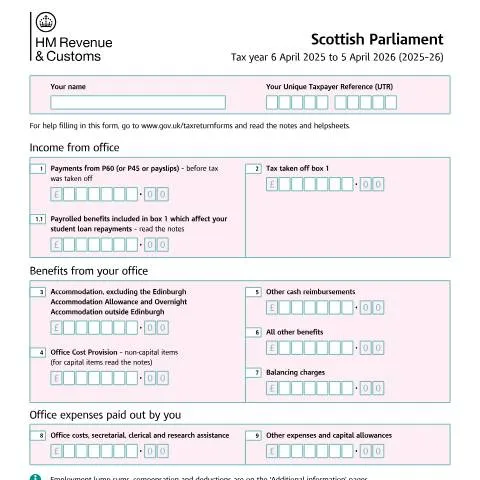 Document preview: Mastering the SA102MSP Form for Scottish Parliament Members — Taxes