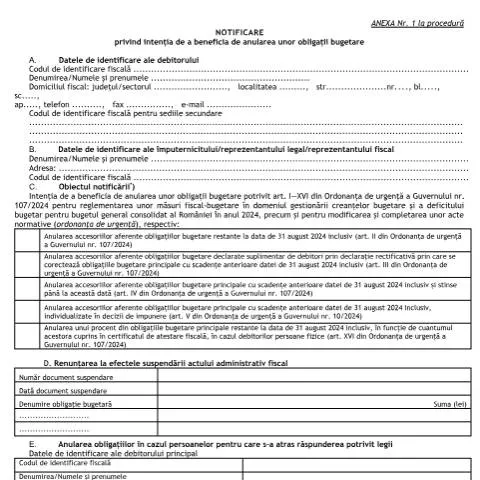 Document preview: Intenția de anulare a obligațiilor bugetare - OMF 5521/2024 — Formalități administrative (CERFA n°A1_OMF_5521_2024)
