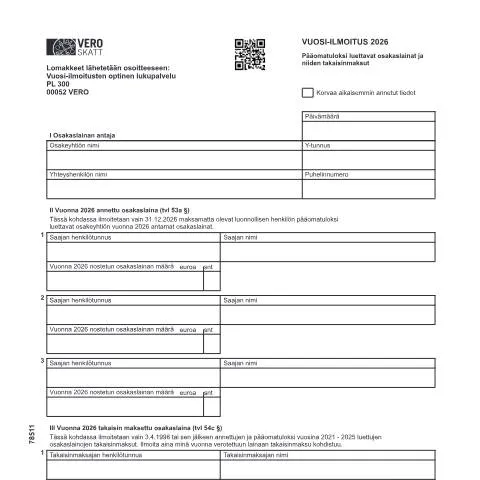 Document preview: Osakaslainojen ilmoittaminen ja verotus — Verot & verotus (CERFA n°Vero 7851)