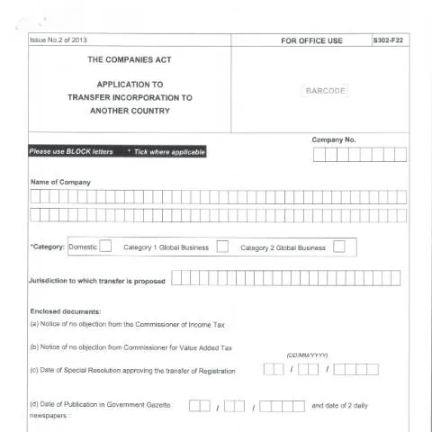 Document preview: Mastering the F22 Form: Your Guide to Incorporation Transfer — Government & admin (F22-1)