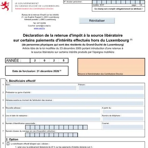 Aperçu du document Comprendre la déclaration 931F pour les résidents luxembourgeois — Impôts & fiscalité (CERFA n°931 F)