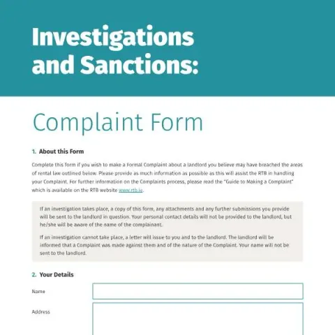 Document preview: Submit Your Investigations and Sanctions Complaint — Housing
