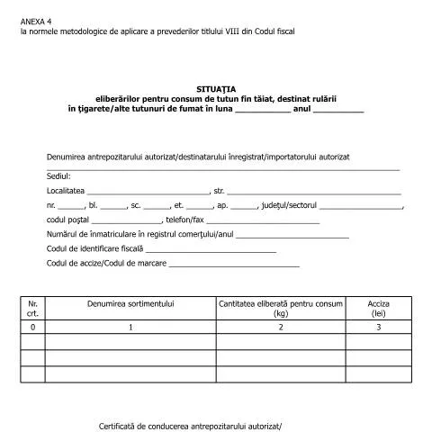 Document preview: Importanța Anexei 4 în legislația fiscală românească — Formalități administrative (CERFA n°A4_NMT8CF)