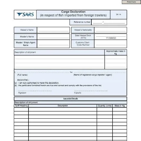 Document preview: Understanding the DA 1A Cargo Declaration Process — Government & admin (CERFA n°DA 1A)
