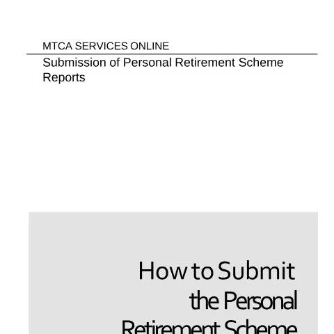 Document preview: Understanding Personal Retirement Scheme Reports in Malta — Taxes (CERFA n°prs_guidelines-booklet)