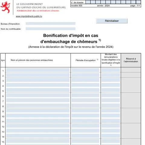 Aperçu du document Optimisez votre fiscalité avec la bonification d'impôt pour chômeurs — Impôts & fiscalité (CERFA n°805 F)