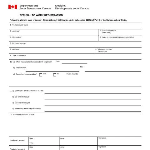 Document preview: Navigating the Refusal to Work Registration (LAB1069) — Work & employment (CERFA n°LAB1069)