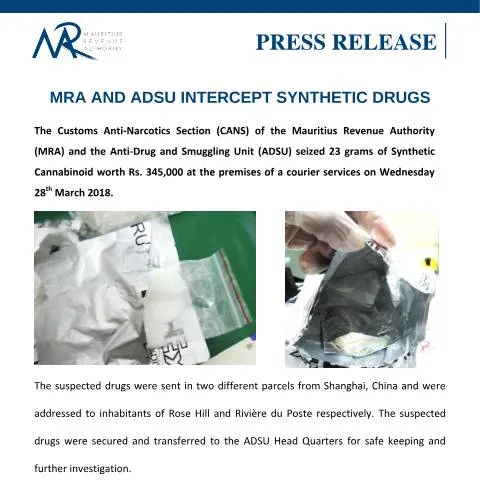 Document preview: Urgent Action by MRA and ADSU Against Synthetic Drugs — Government & admin (PressRelease100418)