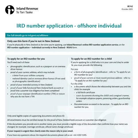 Document preview: The Role of the IR742 Form in Your New Zealand Tax Process — Taxes (CERFA n°IR742)