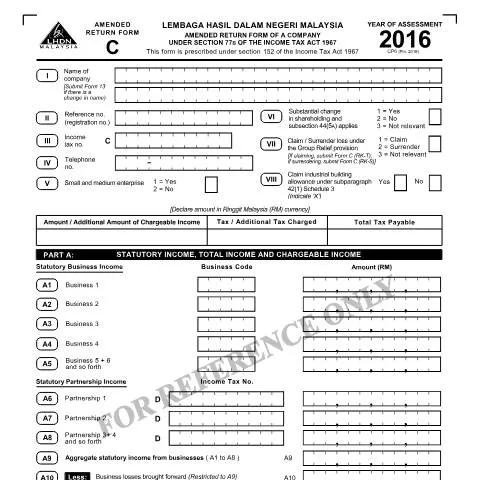Document preview: Memahami Borang Pulangan Pindaan C 2016 untuk Syarikat — Perniagaan & profesional