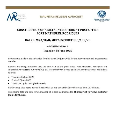 Document preview: Understanding Addendum No. 1 in Public Procurement — Government & admin (AddendumNo1_ Metal)
