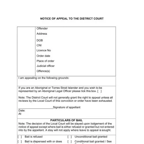 Document preview: Guide to Filing a Notice of Appeal in NSW District Court — Legal & justice