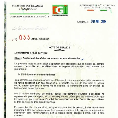 Aperçu du document Clarification sur le traitement fiscal des comptes courants d'associés — Démarches administratives