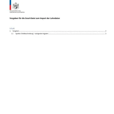 Dokumentvorschau: Wichtige Vorgaben für die Excel-Datei der Lohn Quellensteuer — Steuern (CERFA n°lst_excel_import_vorgaben)