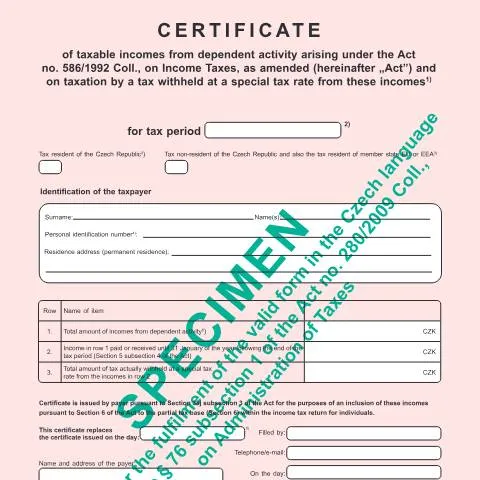 Document preview: Úvod do potvrzení o zdanitelných příjmech ze závislé činnosti — Daně a fiskální záležitosti (CERFA n°25 5460/Aaj)