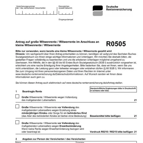 Dokumentvorschau: So beantragen Sie die große Witwenrente nach der kleinen Rente — Rente & Pension (R0505)