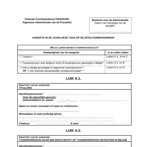 Aperçu du document Comprendre la déclaration de la taxe sur les comptes titres — Impôts & fiscalité (CERFA n°124-taks-effectenrekeningen)