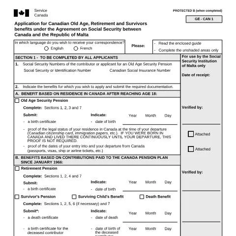Document preview: Your Guide to Applying for Benefits Under the Malta-Canada Agreement — Retirement & pension (CERFA n°ISP5054-MLT)