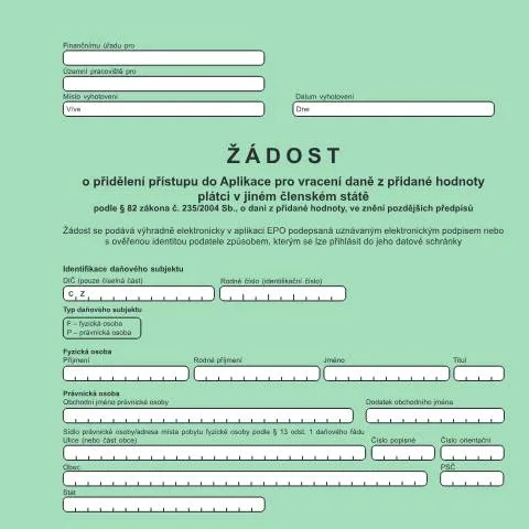 Document preview: Jak podat žádost o přístup do aplikace pro vracení DPH? — Daně a fiskální záležitosti (CERFA n°25 5263)