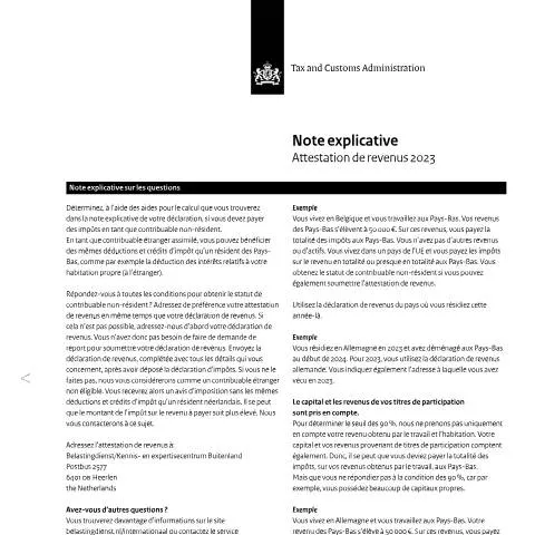 Documentvoorvertoning: Belang van de Inkomensverklaring 2023 voor Buitenlanders — Belastingen (CERFA n°ib0591t31plfra)