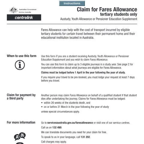Document preview: Understanding the Fares Allowance Process for Tertiary Students — Benefits & social aid (CERFA n°SY005)