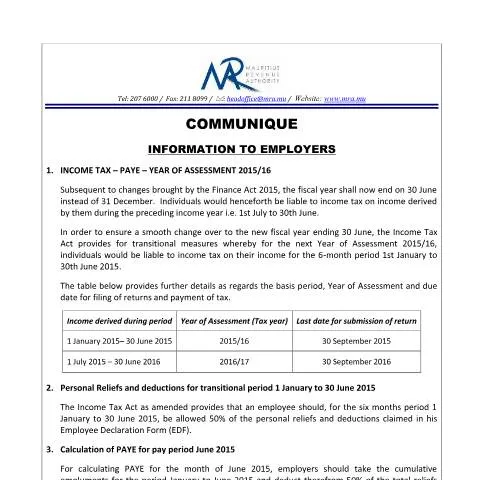 Document preview: Navigating Tax Changes for Employers in 2015/16 — Taxes (CERFA n°Employers250515)