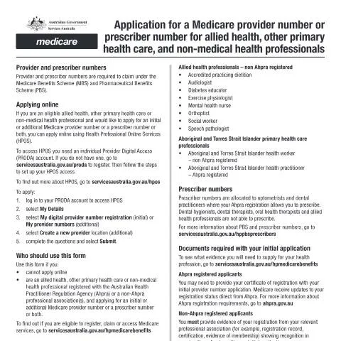 Document preview: Your Guide to Medicare Provider Number Application HW093 — Health (CERFA n°HW093)