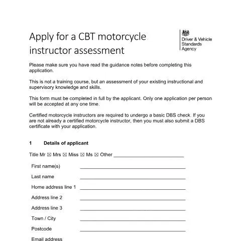 Document preview: How to Book Your CBT Instructor Assessment in the UK — Government & admin