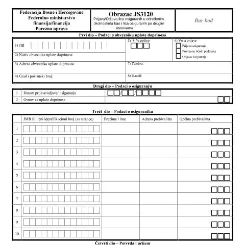 Document preview: Uloga obrasca JS3120 u osiguranju lica — Administrativne procedure (CERFA n°JS3120)