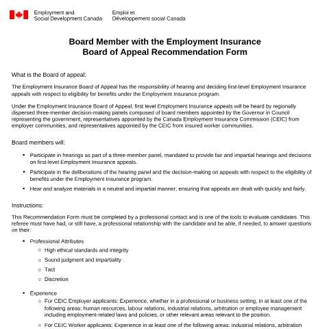 Document preview: Understanding the Role of Board Members in Employment Insurance — Work & employment (CERFA n°BOA5098)