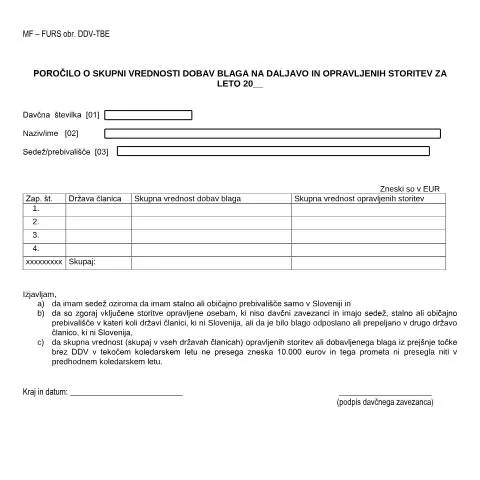 Document preview: Uvod v Poročilo o skupni vrednosti dobav blaga na daljavo — Davki & obdavčitev (CERFA n°DDV-TBE)