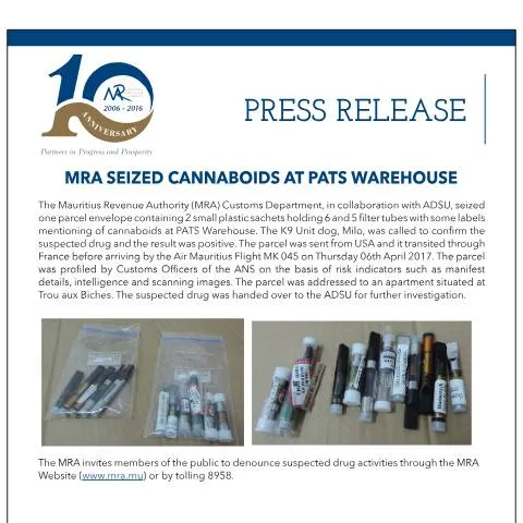 Document preview: MRA's Critical Role in Combating Drug Trafficking — Government & admin (PressReleaseNo3)