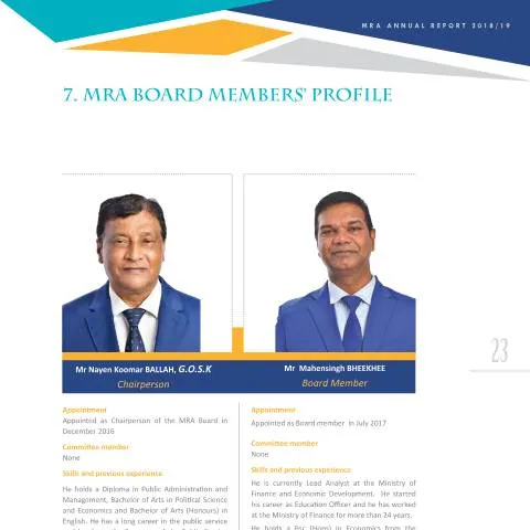 Document preview: Understanding the Role of MRA Board Members’ Profile — Government & admin (AR1819-7)
