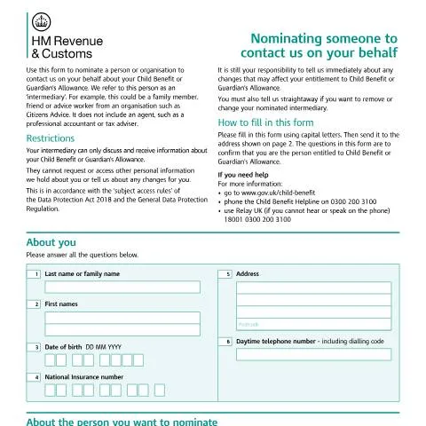 Document preview: How to Authorize Support for Your Child Benefit Using Form CH105 — Family