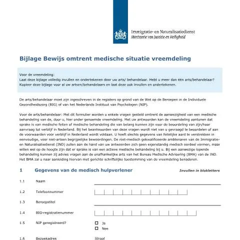 Documentvoorvertoning: Inzicht in de Bijlage Bewijs omtrent medische situatie vreemdeling — Gezondheid (CERFA n°7115)