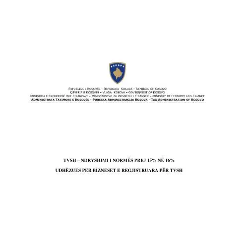 Document preview: Udhëzues i Detajuar për Ndryshimin e Normave të TVSH-së — Procedura administrative