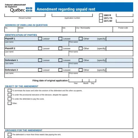 Document preview: Guide to Amending Unpaid Rent Applications at TAL — Housing (TAL-103A-E)
