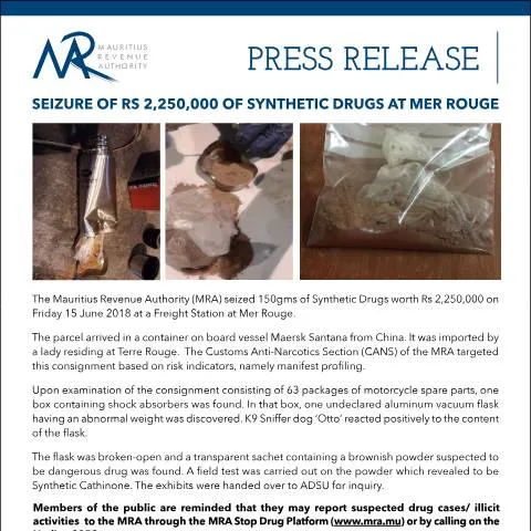 Document preview: Significant Drug Seizure at Mer Rouge - June 15, 2018 — Government & admin (DrugsSeizure150618)
