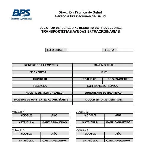 Vista previa del documento Registro de Proveedores Transportistas del BPS — Trámites administrativos